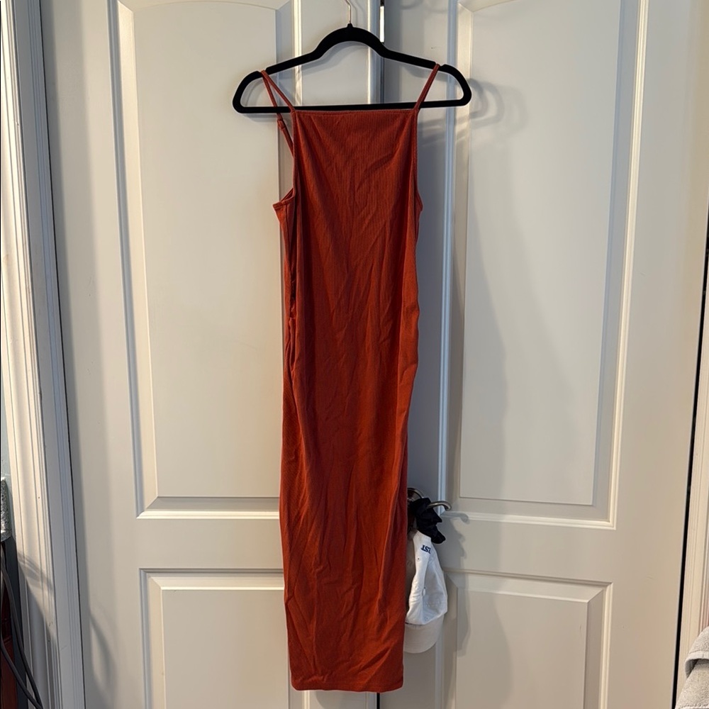 Women’s maternity high neck rib-knit midi dress